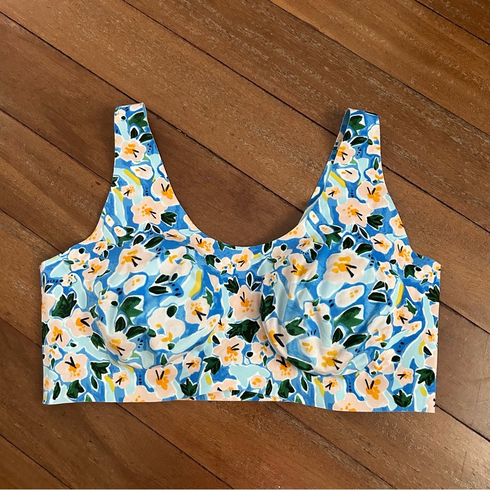 Knix Floral Print Bra - Blue and Yellow